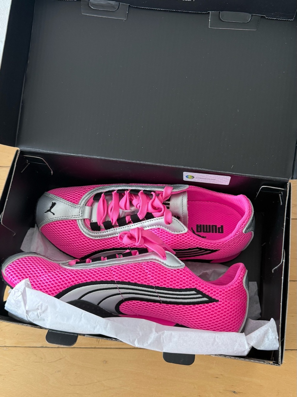 New Puma Hot Pink and Silver Mesh Sneakers